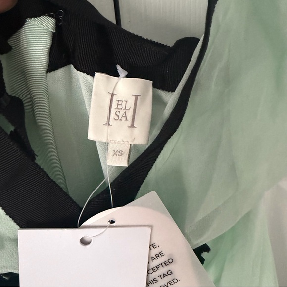 Helsa The Siren Dress in Silk Chiffon in Mint & Black Size XS NEW! With tags! - Picture 6 of 12